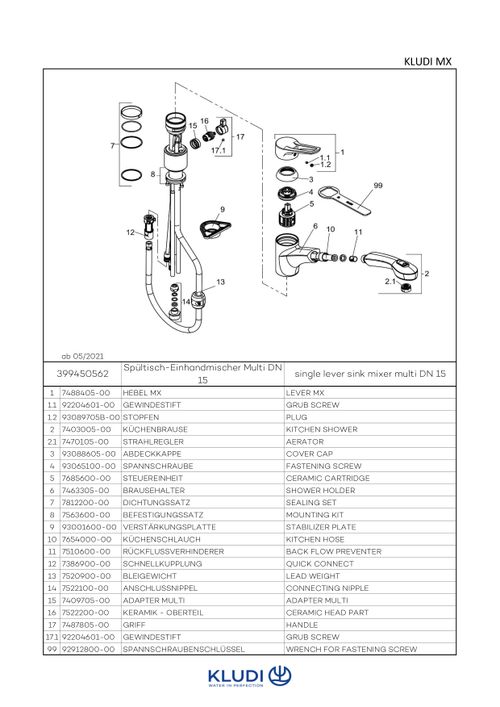 KLUDI-MX-Spueltisch-Multi-EHM-DN-8-herausziehbarer-Brause-chrom-399450562 gallery number 2